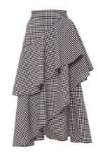 Marissa Webb Dom Gingham Asymmetric Ruffle Skirt