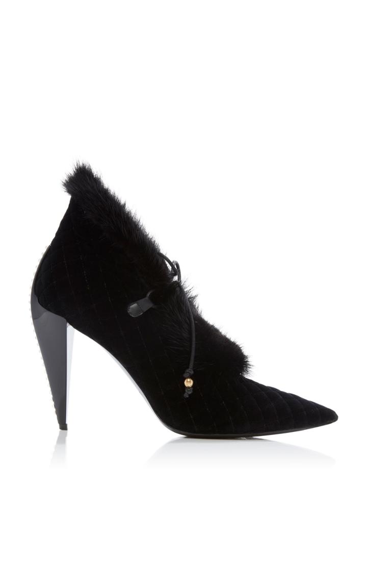 Balmain Mirka Quilted Velvet Booties