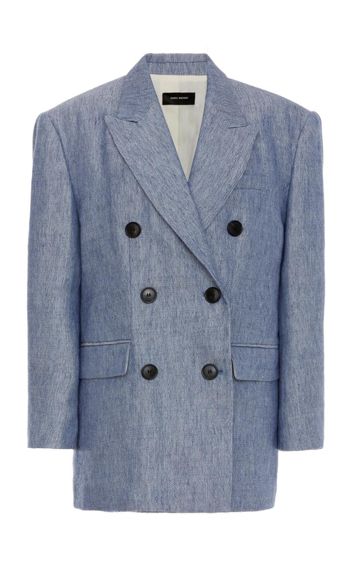 Isabel Marant Lhermine Wool And Cotton-linen Double-breasted Blazer