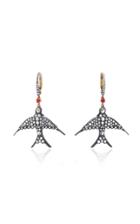 Sidney Garber 18k White Gold Sterling Silver And Diamond Swallow Earrings