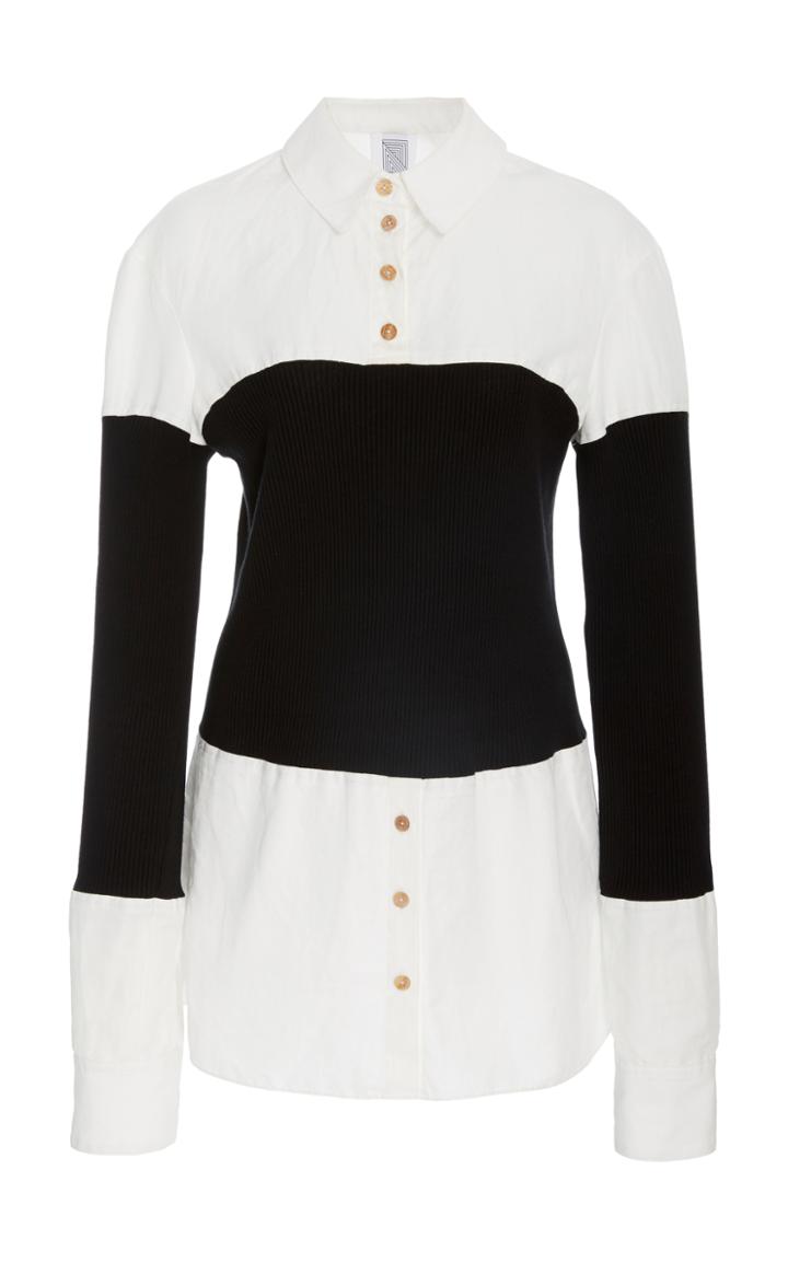 Rosie Assoulin Long Sleeve Shirt With Ribbed Bodice