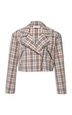 Isa Arfen Tartan Cropped Biker Jacket