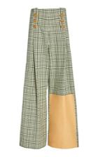 Moda Operandi Rosie Assoulin Button-detailed Plaid Cotton Wide-leg Pants