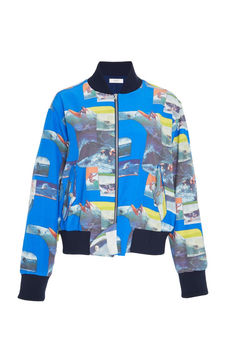 Sea Surf Print Bomber Jacket