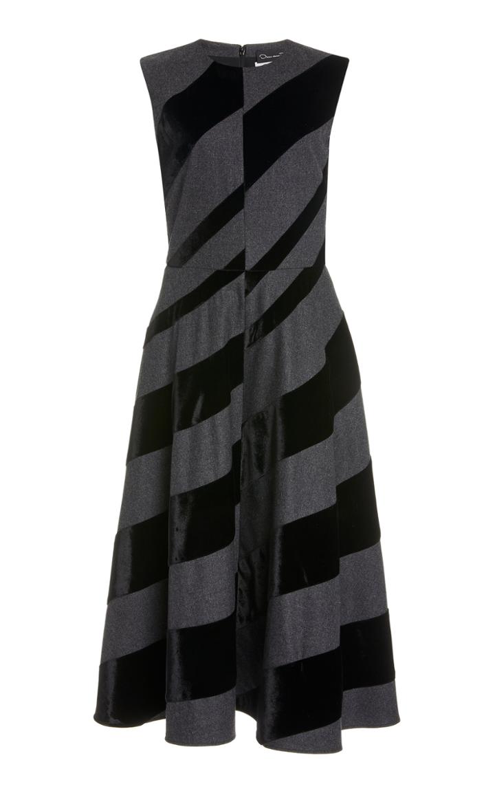 Moda Operandi Oscar De La Renta Striped Wool Cashmere Dress