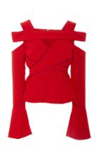 Bibhu Mohapatra Cross Band Long Sleeve Crepe Top