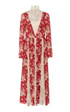 Red Valentino Lace-paneled Ruffled Silk Maxi Dress