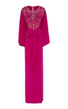 Marchesa Embellished Silk Caftan Dress