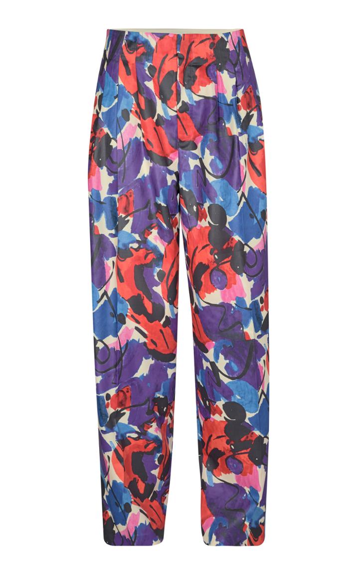 Moda Operandi Rotate Janis Pleated Printed Satin Wide-leg Trousers
