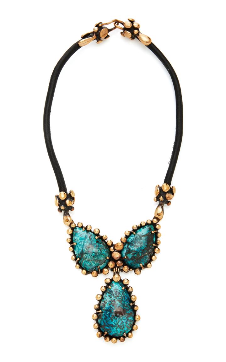 Moda Operandi Lisa Eisner One Of A Kind Bisbee Chrysocolla Luna Moth Necklace