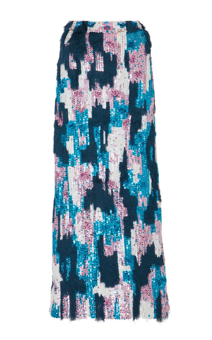 Christina Economou Sequined Tulle Midi Skirt