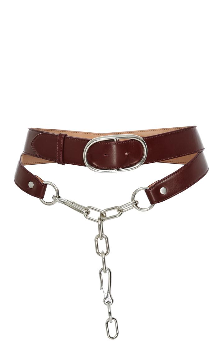 Alexander Wang Double Belt In Beet Calf Leather