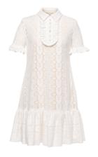 Moda Operandi Lena Hoschek Matine Ruffled Eyelet-embroidered Cotton Mini Shift Dres