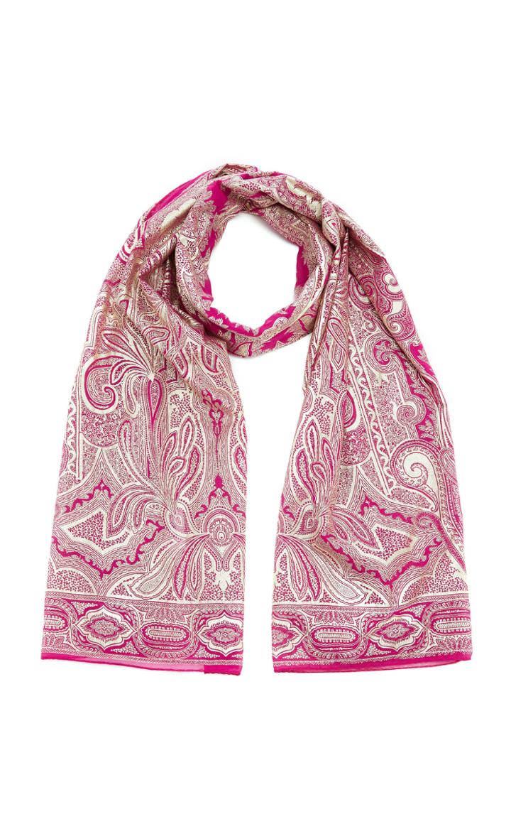 Etro Metallic Paisley Silk Scarf
