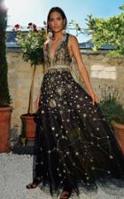 Cucculelli Shaheen Constellation Embroidered Tulle A-line Gown