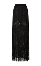 Elie Saab Leather Fringed Maxi Skirt