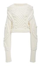Oscar De La Renta Cropped Cable-knit Wool-blend Sweater