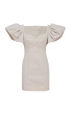 Sara Battaglia Puffed-sleeve Velvet Pencil Dress