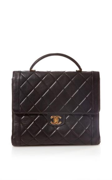 Vintage Chanel Black Quilted Large Bag From What Goes Around Comes