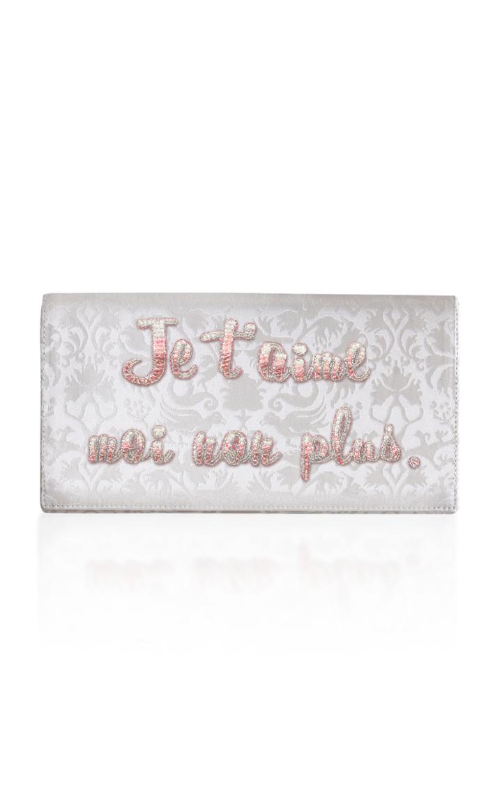 Preciously Paris Je T'aime Moi Non Plus Jacquard Silk Clutch