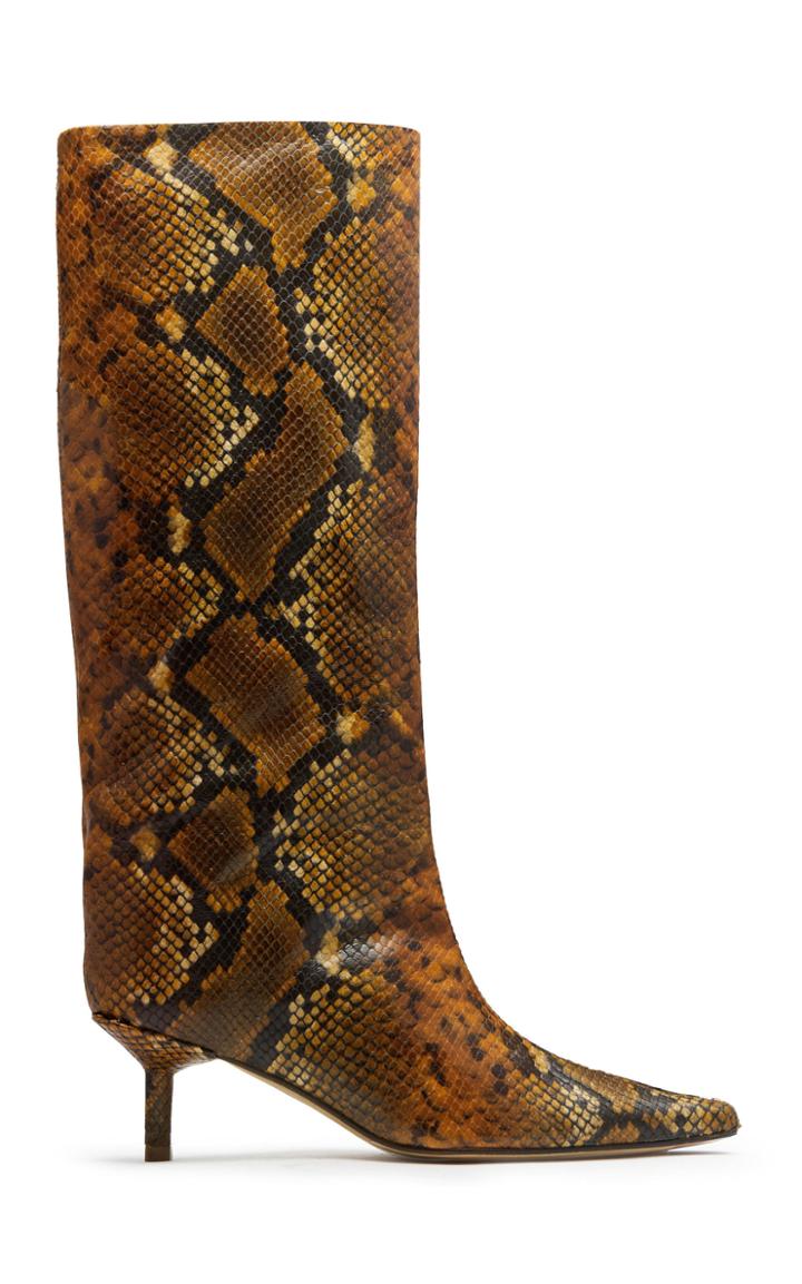 Miista Jenara Snake-effect Leather Knee Boots