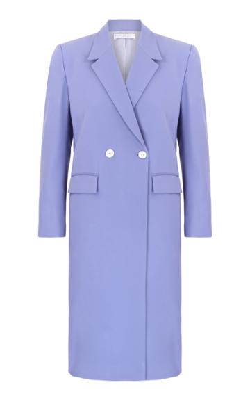 Amal Al Mulla Long Blue Crepe Straight Cut Blazer