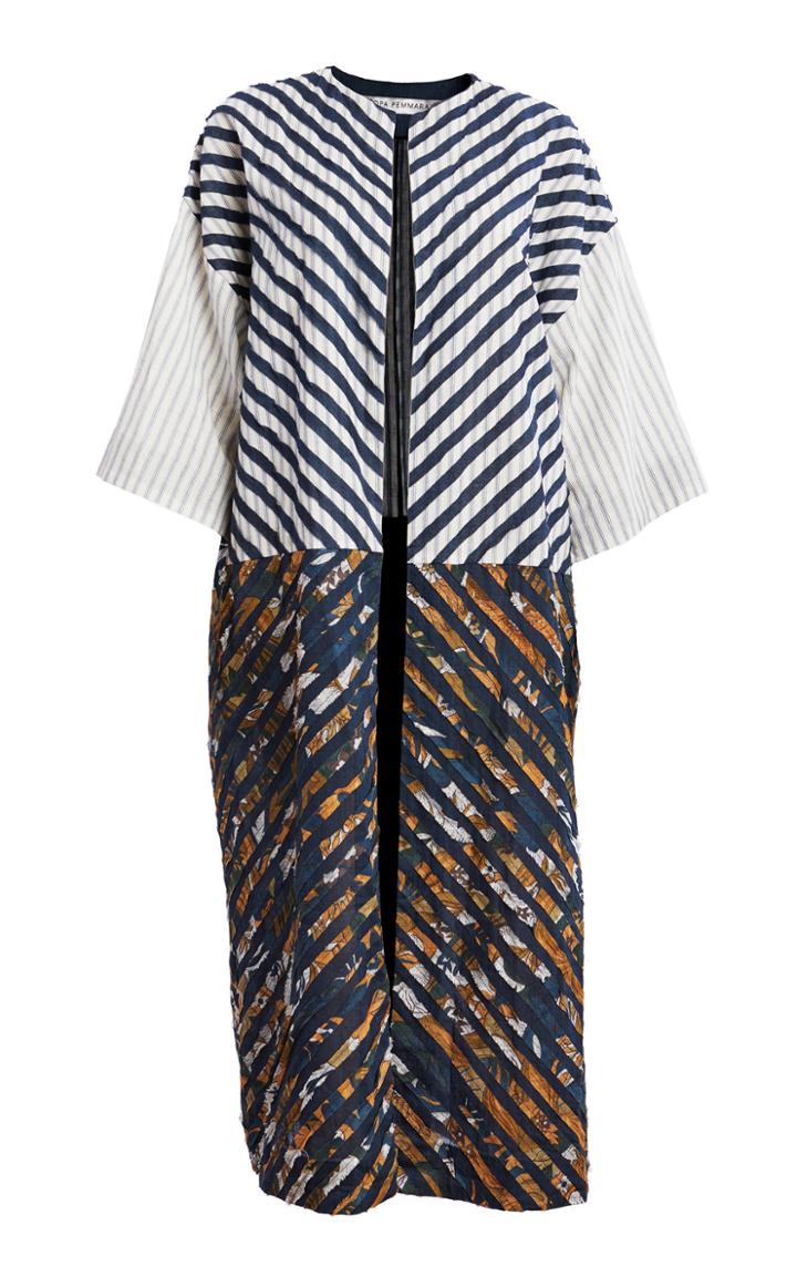 Roopa Stripe And Print Long Jacket