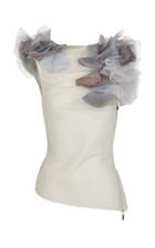 Maticevski Oxygen Ruffled Organza-trimmed Crepe Top