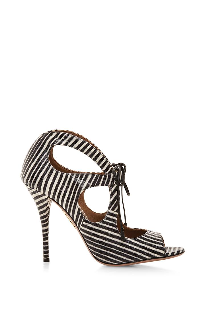 Aquazzura C'est Chic Snakeskin Open Toe Pump