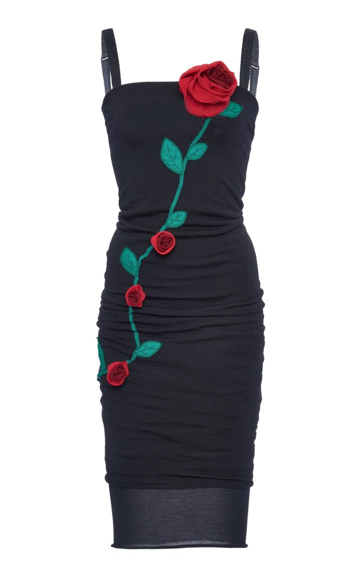 Moda Operandi Dolce & Gabbana Embellished Rose Jersey Mini Dress