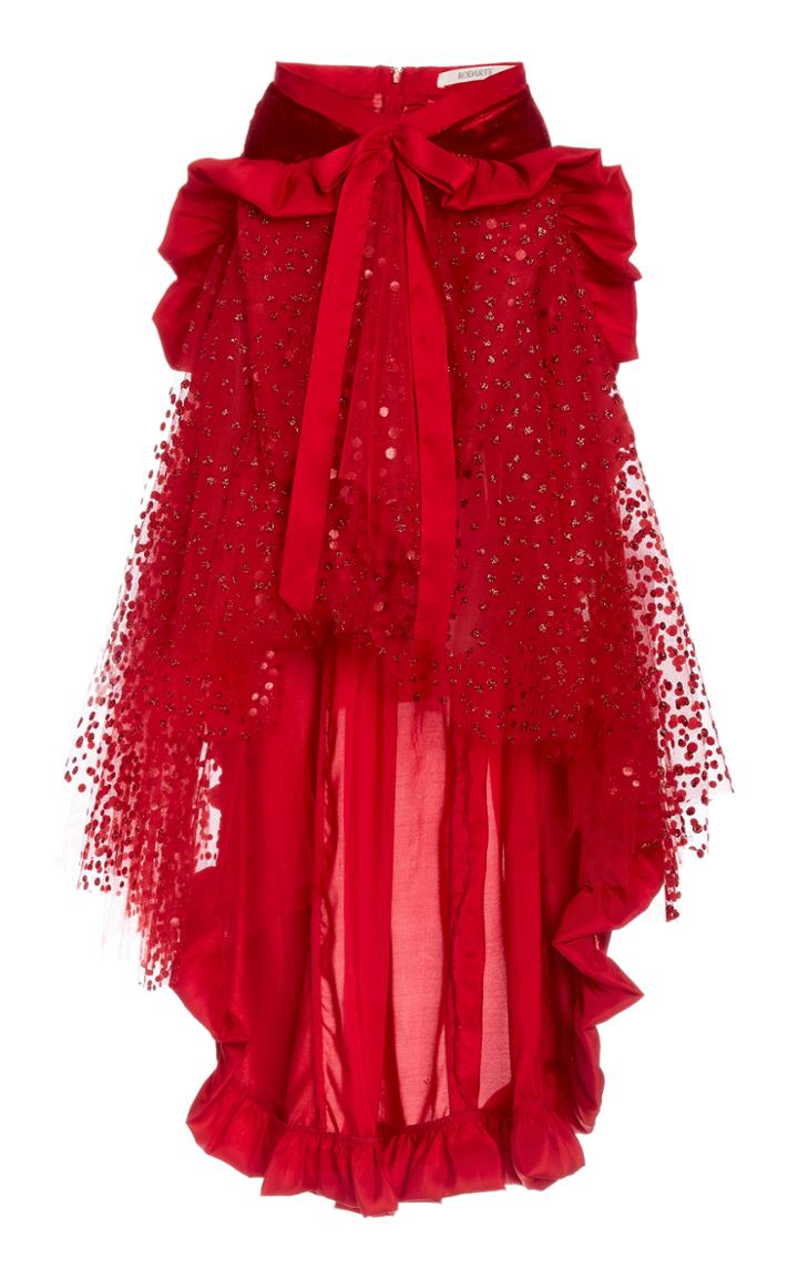 Moda Operandi Rodarte Bow-detailed Dotted Tulle Midi Skirt