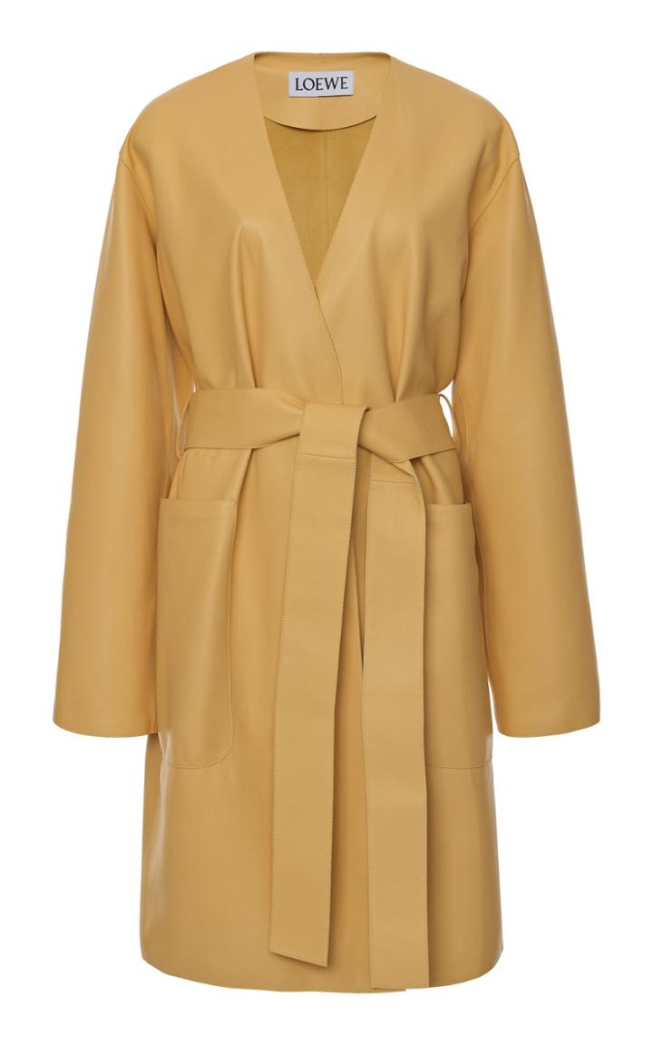 Moda Operandi Loewe Belted Leather Coat Size: 38