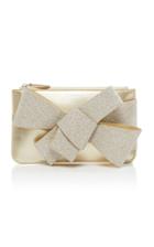 Delpozo Mini Bow-detailed Glittered Leather Clutch