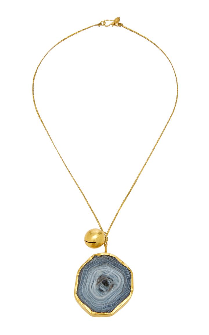 Pippa Small Large Colette Set Desert Druzy Pendant With Gold Bell On Cord