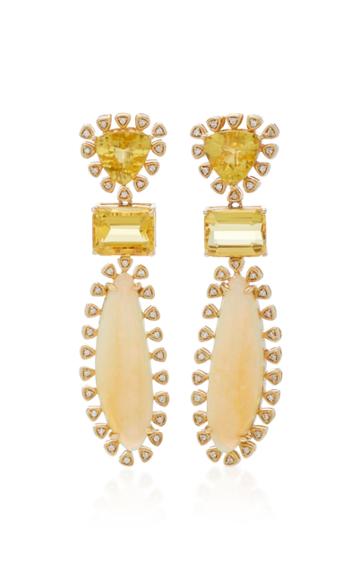 Dana Rebecca 14k Yellow Gold Yellow Beryl And Opal Drop Earrings