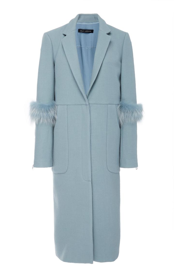 Sally Lapointe Fur Detail Tailored Cady Coat