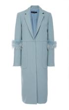 Sally Lapointe Fur Detail Tailored Cady Coat