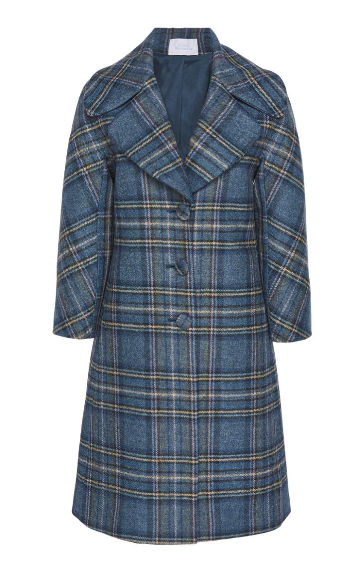 Luisa Beccaria Virgin Wool Plaid Peacoat