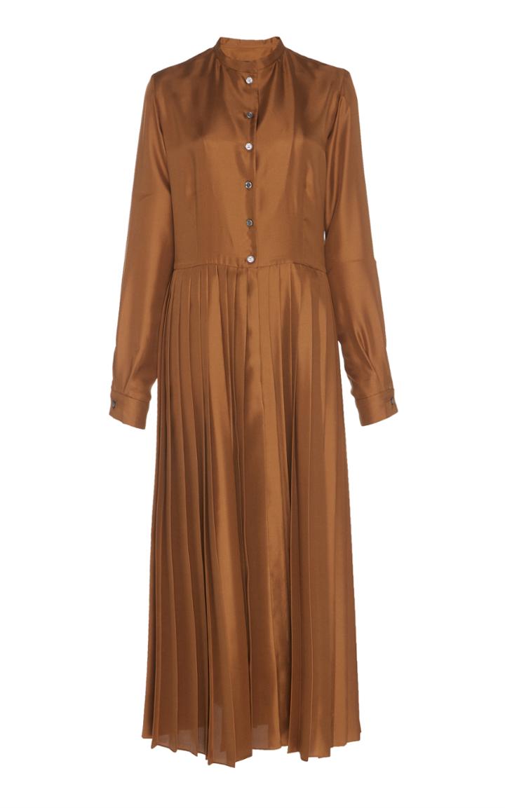 Martin Grant Pleated Long Sleeve Shirt Dress