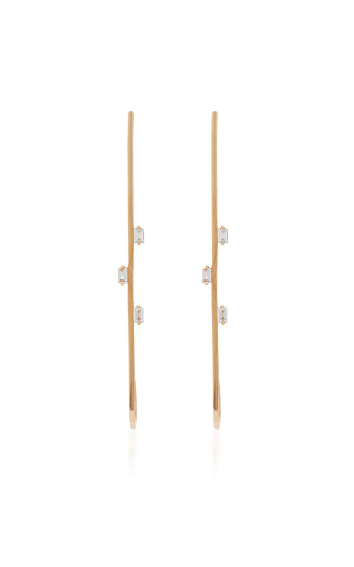 As29 Singe Baguette Diamond & 18k Rose Gold Hook Earring