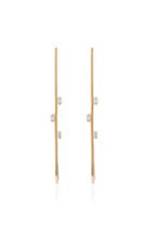 As29 Singe Baguette Diamond & 18k Rose Gold Hook Earring