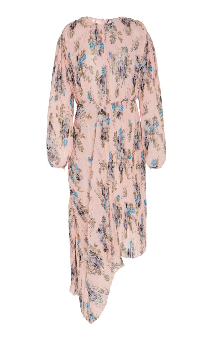 Preen By Thornton Bregazzi Delaney Draped Floral Pliss Dress