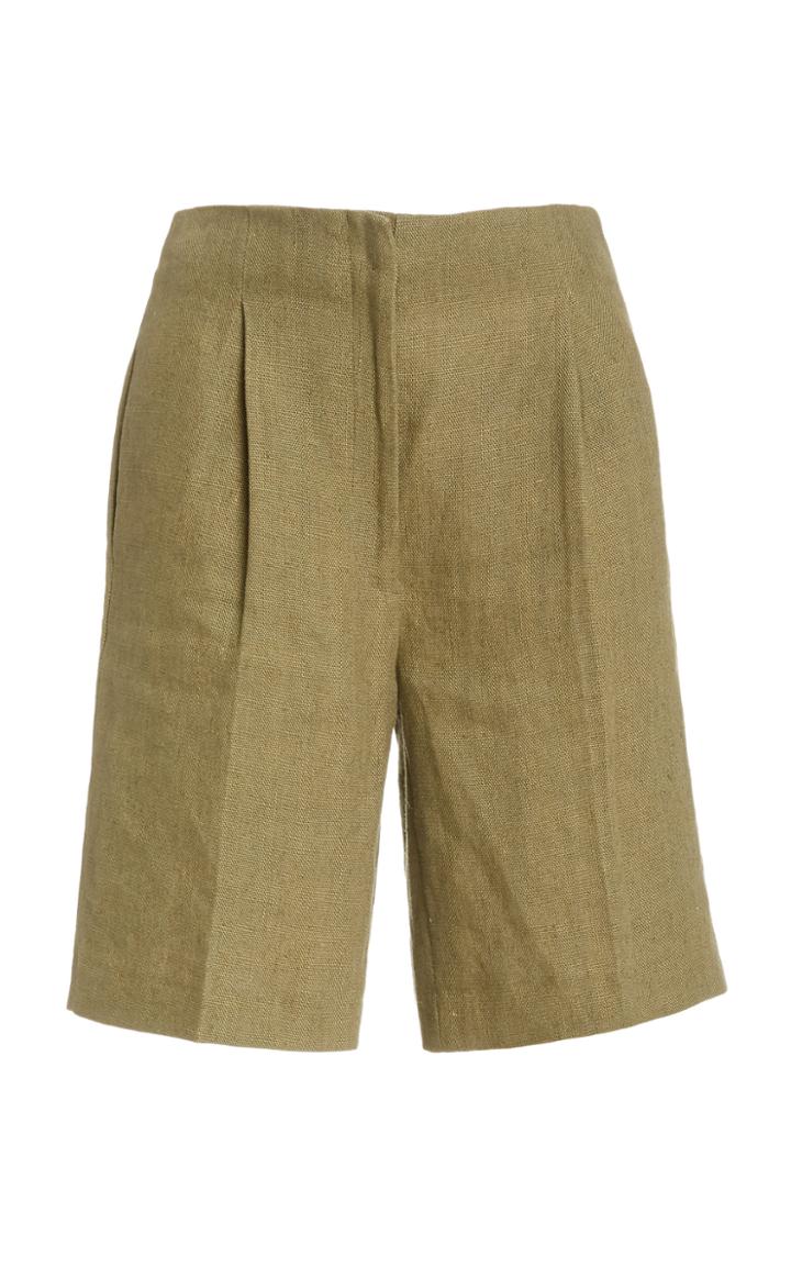 Loulou Studio Rangiroa Linen Bermuda Shorts