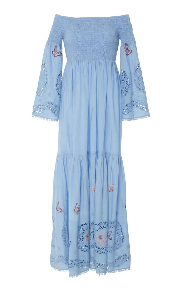 Luisa Beccaria Off The Shoulder Emroidered Dress