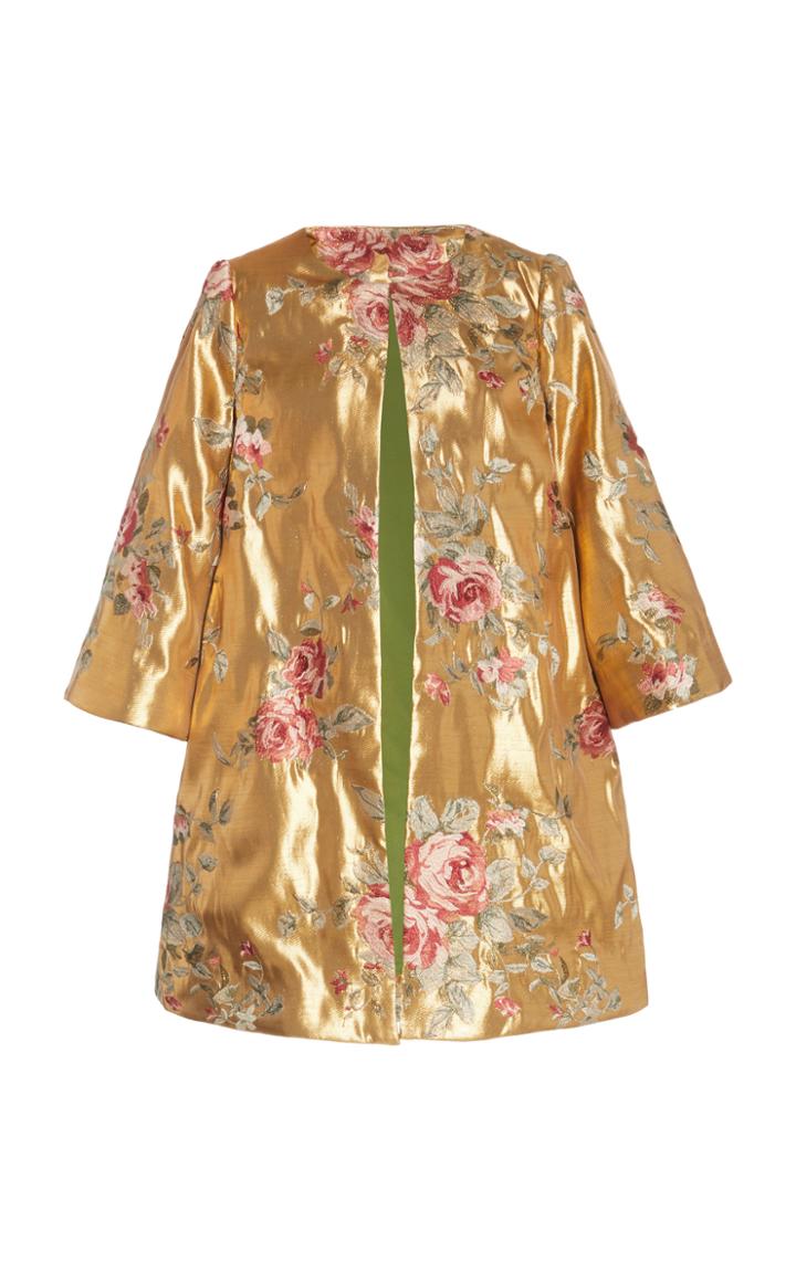 Moda Operandi Marchesa Floral Lurex-jacquard Overcoat