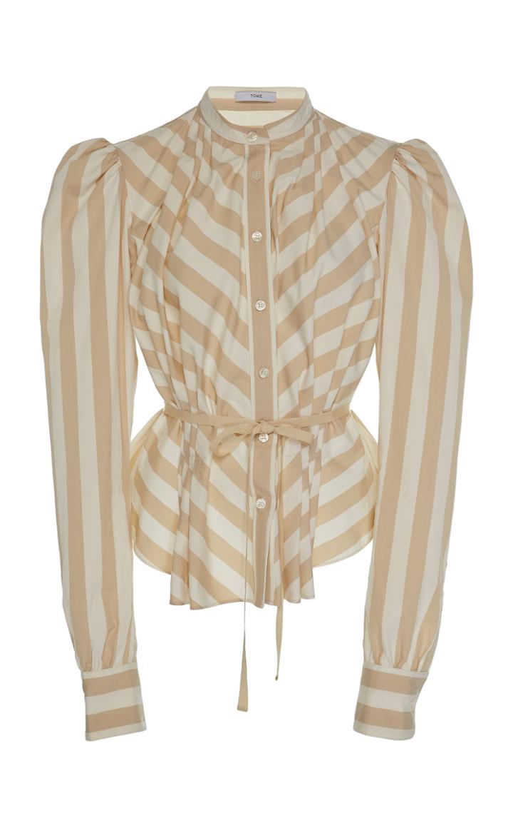 Tome Victorian Cotton Striped Blouse