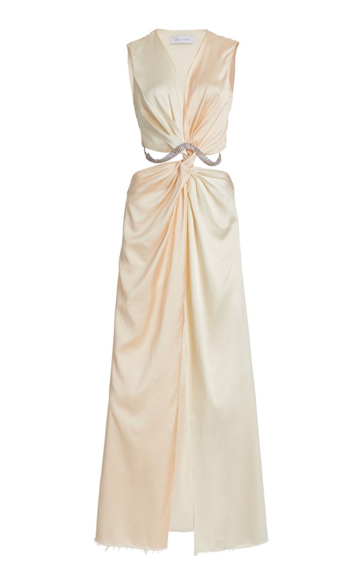 Marina Moscone Cutout Twisted Satin Maxi Dress
