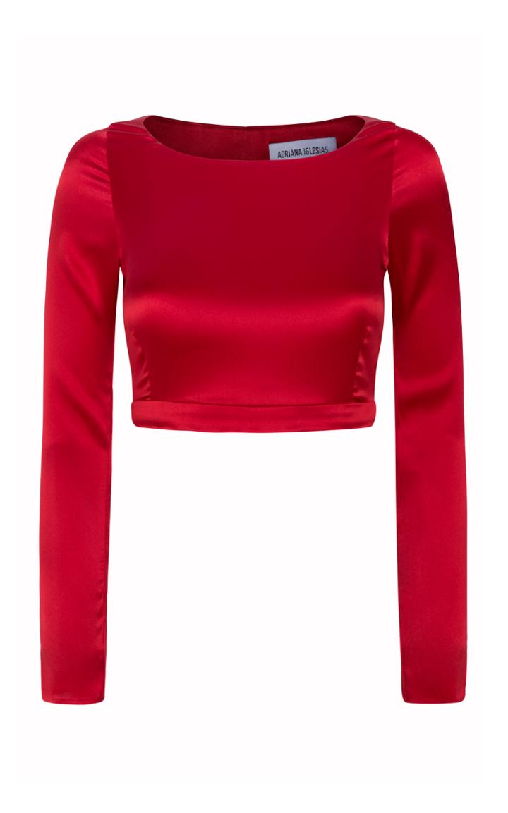 Adriana Iglesias Madison Silk Crop Top