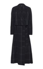 Akris Check Print Cotton Poplin A-line Dress With Bolero And Belt