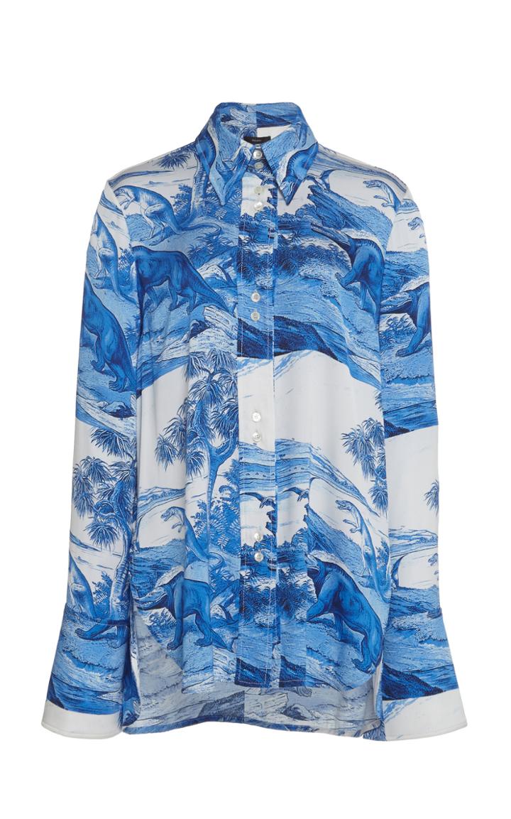 Ellery Walpole Print Silk-blend Collared Top